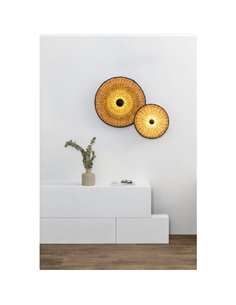 Aplique COSTAS com base longa em rattan preto, pequeno, E27 ø400*140mm 2