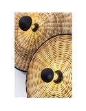 Aplique con base negra larga de ratán COSTAS, pequeño, E27 ø400*140mm