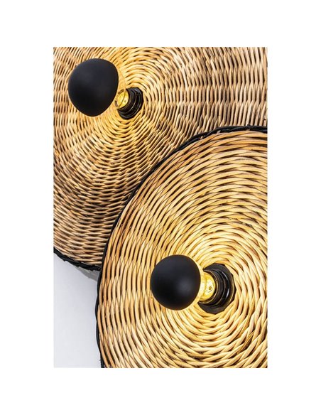 Aplique COSTAS com base longa em rattan preto, pequeno, E27 ø400*140mm