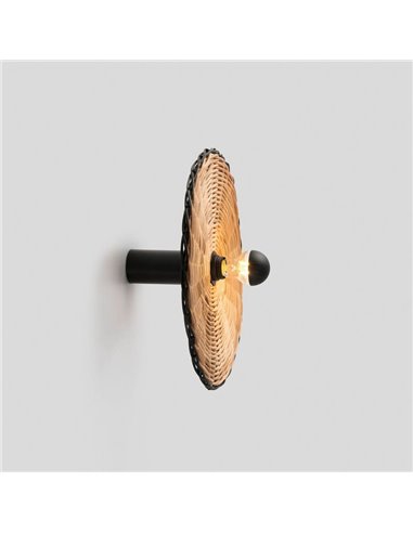 Aplique COSTAS com base longa em rattan preto, pequeno, E27 ø400*140mm