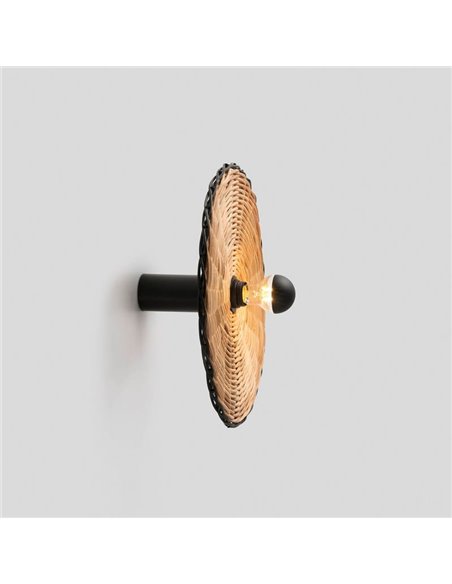 Aplique COSTAS com base longa em rattan preto, pequeno, E27 ø400*140mm