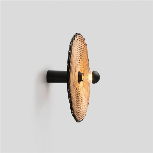 Applique COSTAS avec socle long en rotin noir, petite, E27 ø400*140mm
