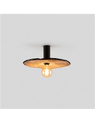Aplique con base negra larga de ratán COSTAS, pequeño, E27 ø400*140mm