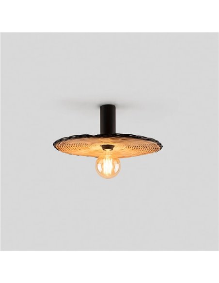 Aplique con base negra larga de ratán COSTAS, pequeño, E27 ø400*140mm