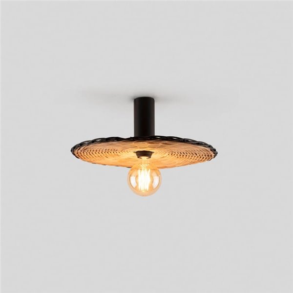 Aplique con base negra larga de ratán COSTAS, pequeño, E27 ø400*140mm