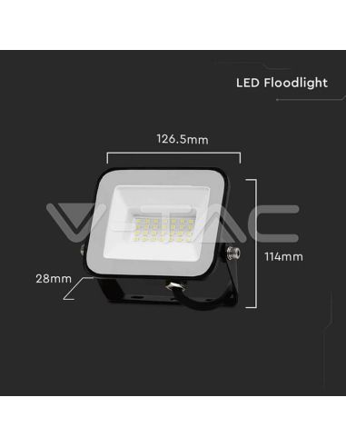 Medições Projetor LED 20W SMD SAMSUNG PRO-S Chip Corpo Preto 6500K | Iluminação externa IP65