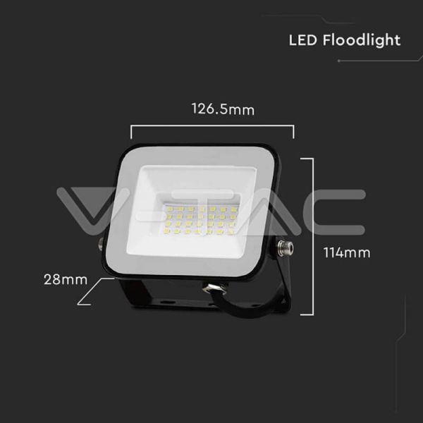 Dimensions Projecteur LED 20W SMD Puce SAMSUNG PRO-S Corps Noir 6500K | Éclairage extérieur IP65