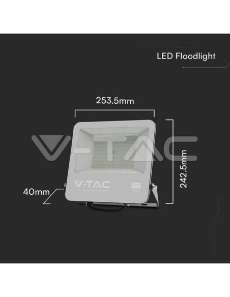 Medidas Projetor LED SAMSUNG SMD 100W com Vidro Fosco Cabo IP65 de 1m | Luz Branca 6500K
