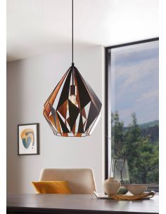 Lámpara Colgante CARLTON 1 de Metal Negro y Cobre | Estilo Vintage Moderno Ø 38,5Cm 2
