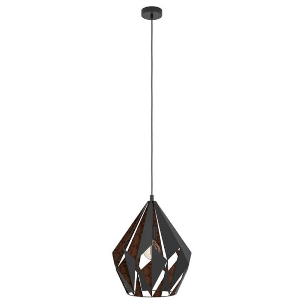 Lámpara Colgante CARLTON 1 de Metal Negro y Cobre | Estilo Vintage Moderno Ø 38,5Cm