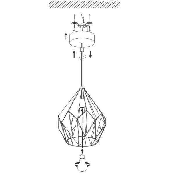 Installation CARLTON 1 Suspension en métal noir et cuivre | Design Vintage Moderne Ø 20,5Cm Eglo