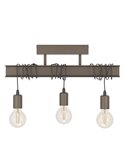Candeeiro de teto antigo com viga de aço TOWNSHEND 4, 3xE27, estilo industrial castanho