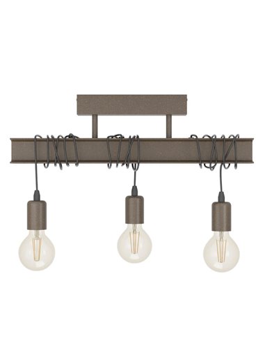 Candeeiro de teto antigo com viga de aço TOWNSHEND 4, 3xE27, estilo industrial castanho