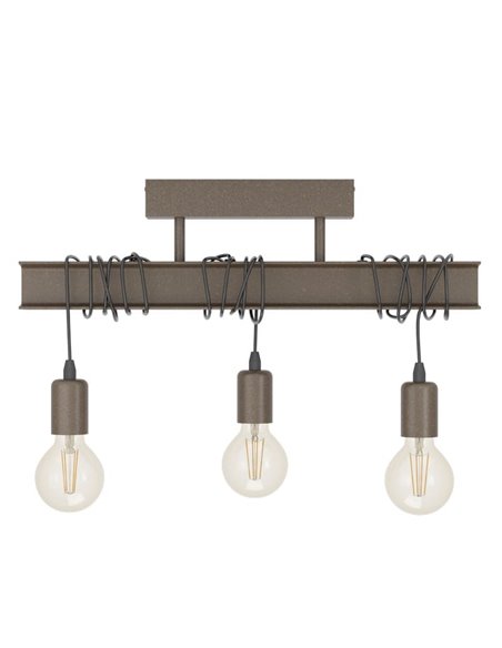 Candeeiro de teto antigo com viga de aço TOWNSHEND 4, 3xE27, estilo industrial castanho