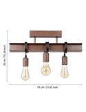 Candeeiro de teto antigo com viga de aço TOWNSHEND 4, 3xE27, estilo industrial castanho