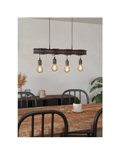 Lámpara colgante viga de acero antiguo TOWNSHEND 4, 4xE27, estilo Industrial marrón 2