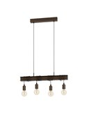 Lampe à suspension à poutre en acier antique TOWNSHEND 4, 4xE27, style industriel marron