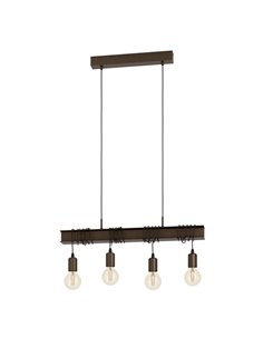 Lámpara colgante viga de acero antiguo TOWNSHEND 4, 4xE27, estilo Industrial marrón