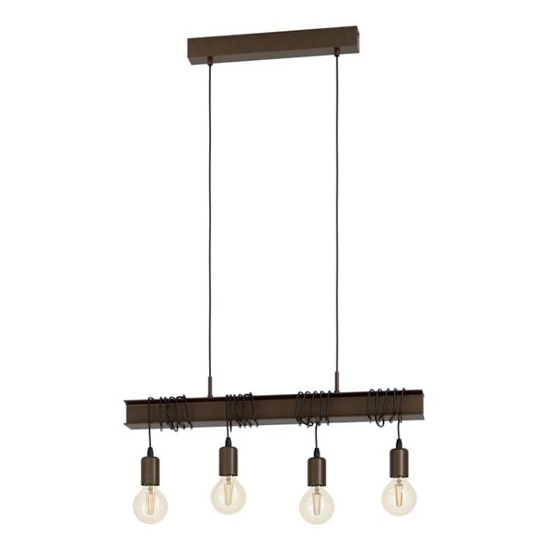 Lámpara colgante viga de acero antiguo TOWNSHEND 4, 4xE27, estilo Industrial marrón