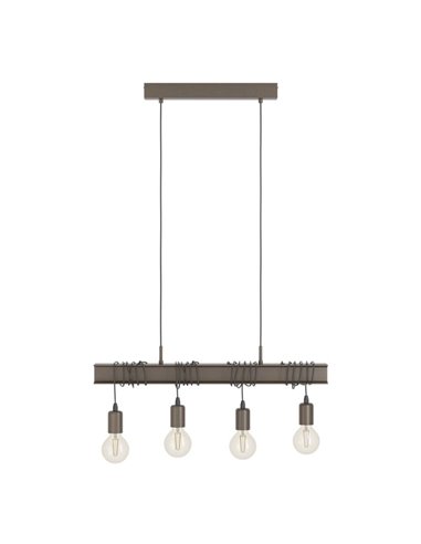 Lampe à suspension à poutre en acier antique TOWNSHEND 4, 4xE27, style industriel marron