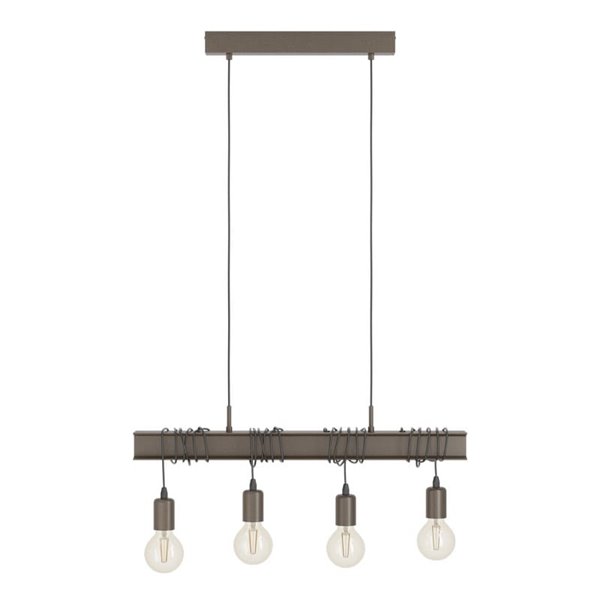 Lámpara colgante viga de acero antiguo TOWNSHEND 4, 4xE27, estilo Industrial marrón