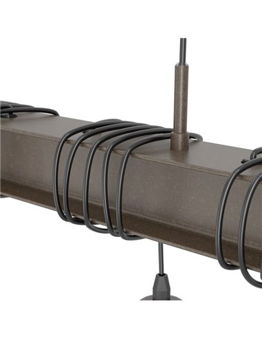 Candeeiro suspenso com viga de aço antigo TOWNSHEND 4, 4xE27, estilo industrial castanho