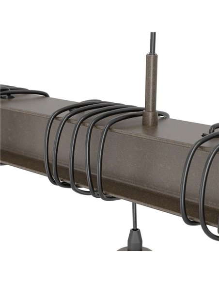 Lámpara colgante viga de acero antiguo TOWNSHEND 4, 4xE27, estilo Industrial marrón