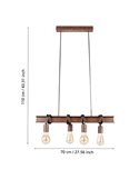 Lámpara colgante viga de acero antiguo TOWNSHEND 4, 4xE27, estilo Industrial marrón