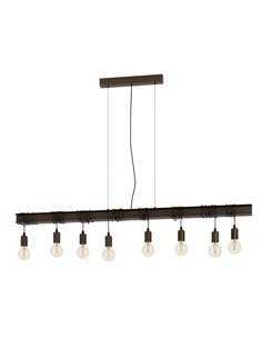 Luminária pendente composta por viga de aço antiga TOWNSHEND 4, 8 casquilhos E27, industrial, marrom
