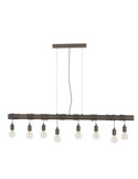 Lampe à suspension composée d'une poutre en acier antique TOWNSHEND 4, 8 douilles E27, industrielle, marron