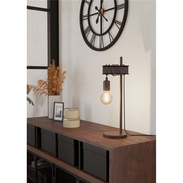 Lámpara de sobremesa de metal TOWNSHEND 4, E27 estilo industrial marrón