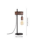 Lámpara de sobremesa de metal TOWNSHEND 4, E27 estilo industrial marrón