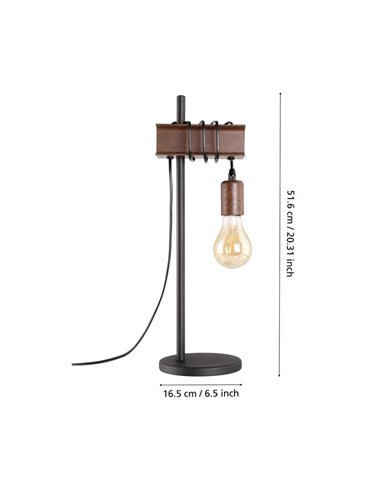 Lámpara de sobremesa de metal TOWNSHEND 4, E27 estilo industrial marrón