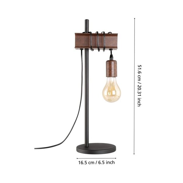 Lámpara de sobremesa de metal TOWNSHEND 4, E27 estilo industrial marrón