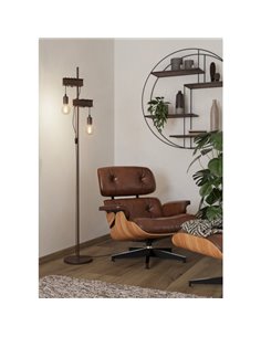 Lámpara de pie estilo industrial con vigas marrones TOWNSHEND 4, con 2 Portalámparas E27 2