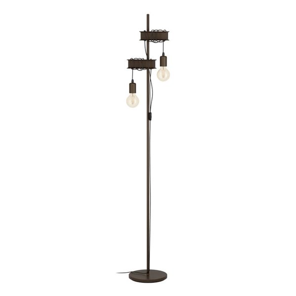 Lámpara de pie estilo industrial con vigas marrones TOWNSHEND 4, con 2 Portalámparas E27