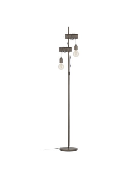 Lámpara de pie estilo industrial con vigas marrones TOWNSHEND 4, con 2 Portalámparas E27