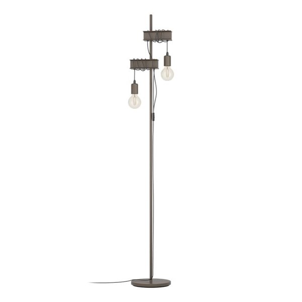 Lámpara de pie estilo industrial con vigas marrones TOWNSHEND 4, con 2 Portalámparas E27