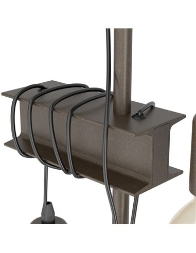 Candeeiro de pé estilo industrial com vigas castanhas TOWNSHEND 4, com 2 casquilhos E27