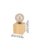 Lámpara de sobremesa cubo de madera natural PRESTWICK 2, E27 