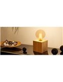 Lámpara de sobremesa cubo de madera natural PRESTWICK 2, E27 