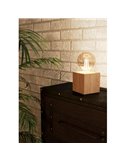 Lámpara de sobremesa cubo de madera natural PRESTWICK 2, E27 