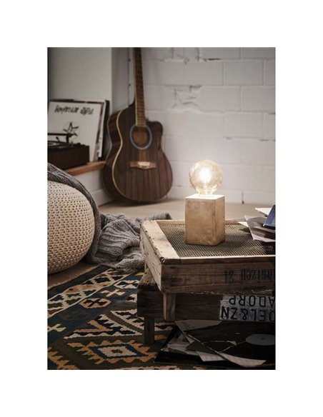 Lampe de table cube rectangulaire en céramique grise PRESTWICK, E27