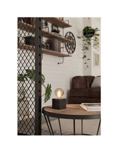 Lampe à poser cube en bois noir PRESTWICK 2, E27 2