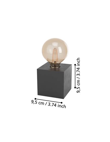 Candeeiro de mesa cubo de madeira preto PRESTWICK 2, E27