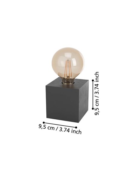 Lampe à poser cube en bois noir PRESTWICK 2, E27