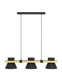 Suspension MACCLES en bois noir et acier, 3 Lumières E27
