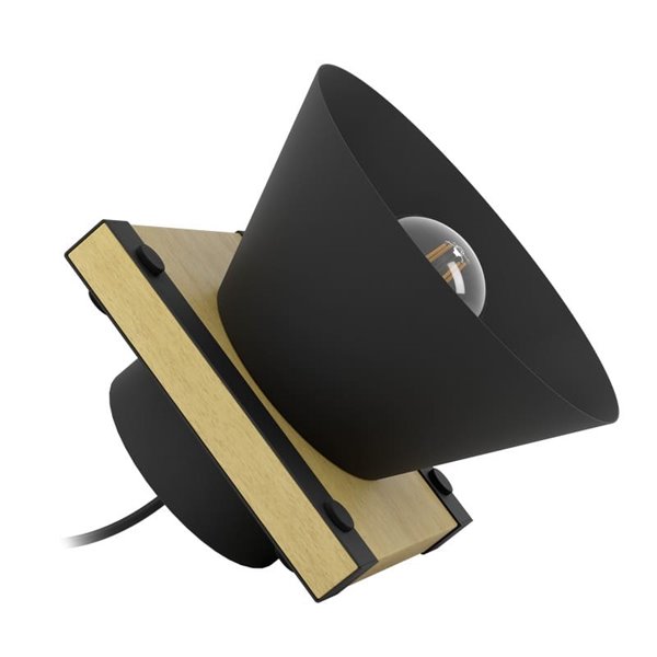 Candeeiro de mesa com base em madeira e metal preto MACCLES, E27