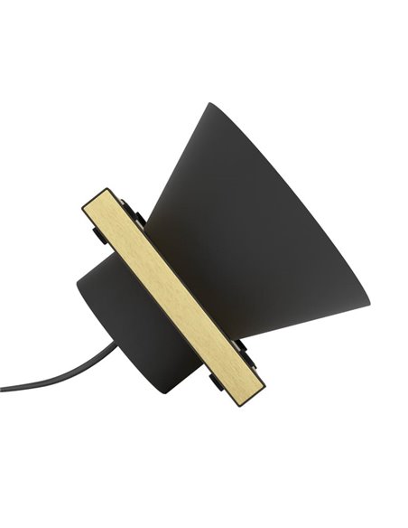 Lampe de table avec base en bois et métal noir MACCLES, E27