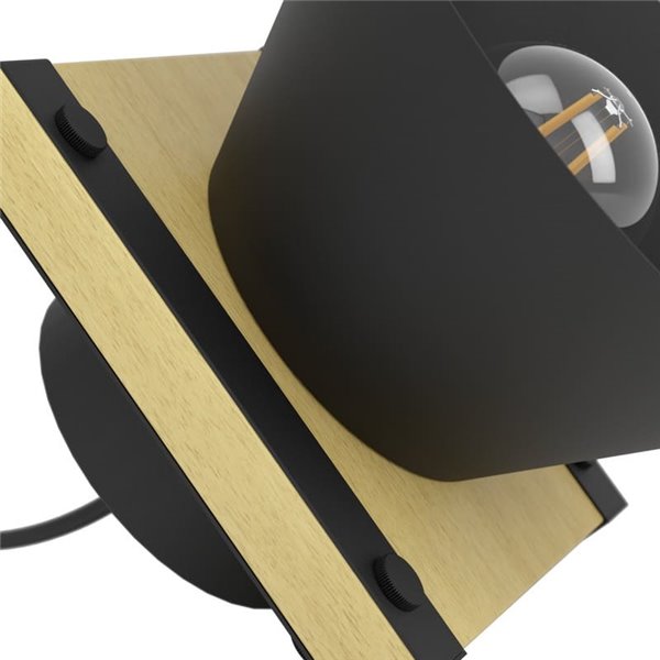 Lámpara de mesa con base de madera y metal negro MACCLES, E27 